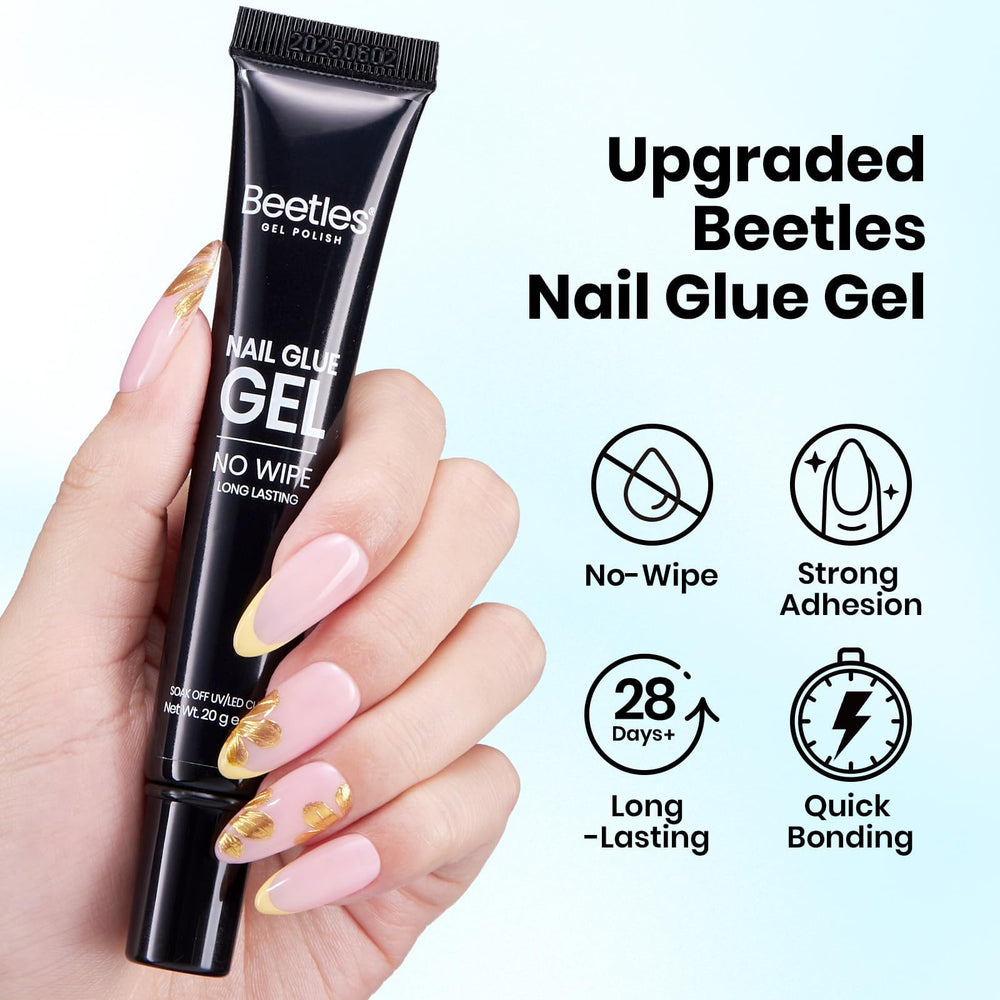 Beetles Nail Glue Gel seamless finish demonstrates filling gaps for a natural look.
