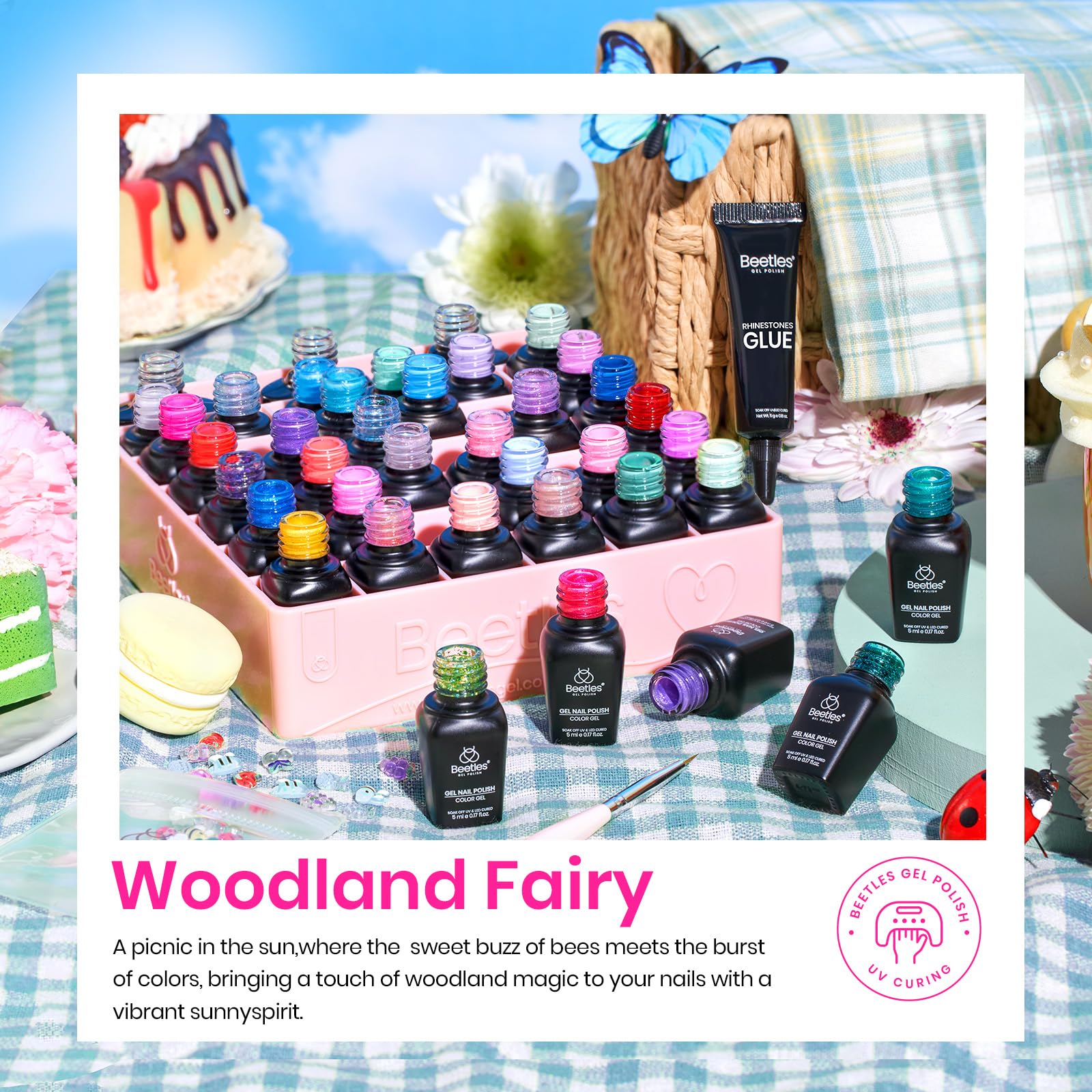 Beetles nail polish bottles closeup highlights glossy finishes and rich pigment.