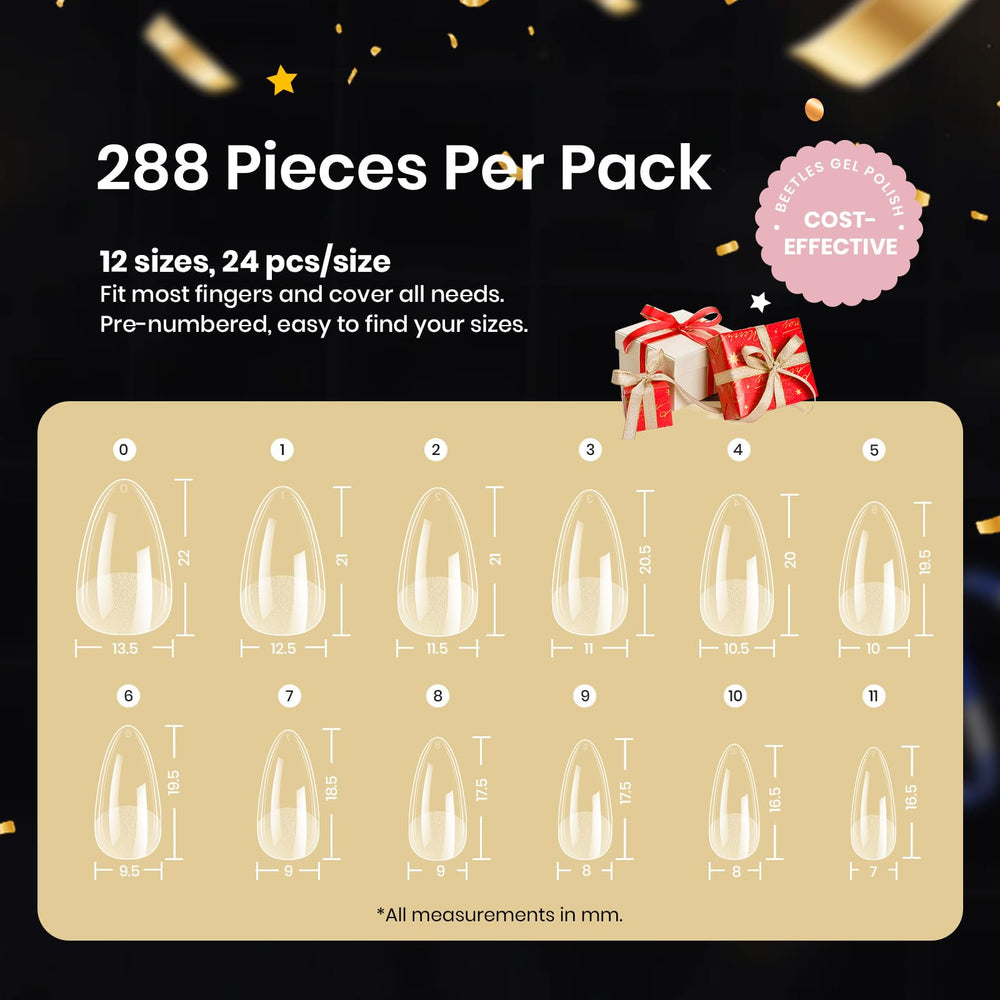 Beetles Nail tips compatible with gel, dip powder, and liner gel art.