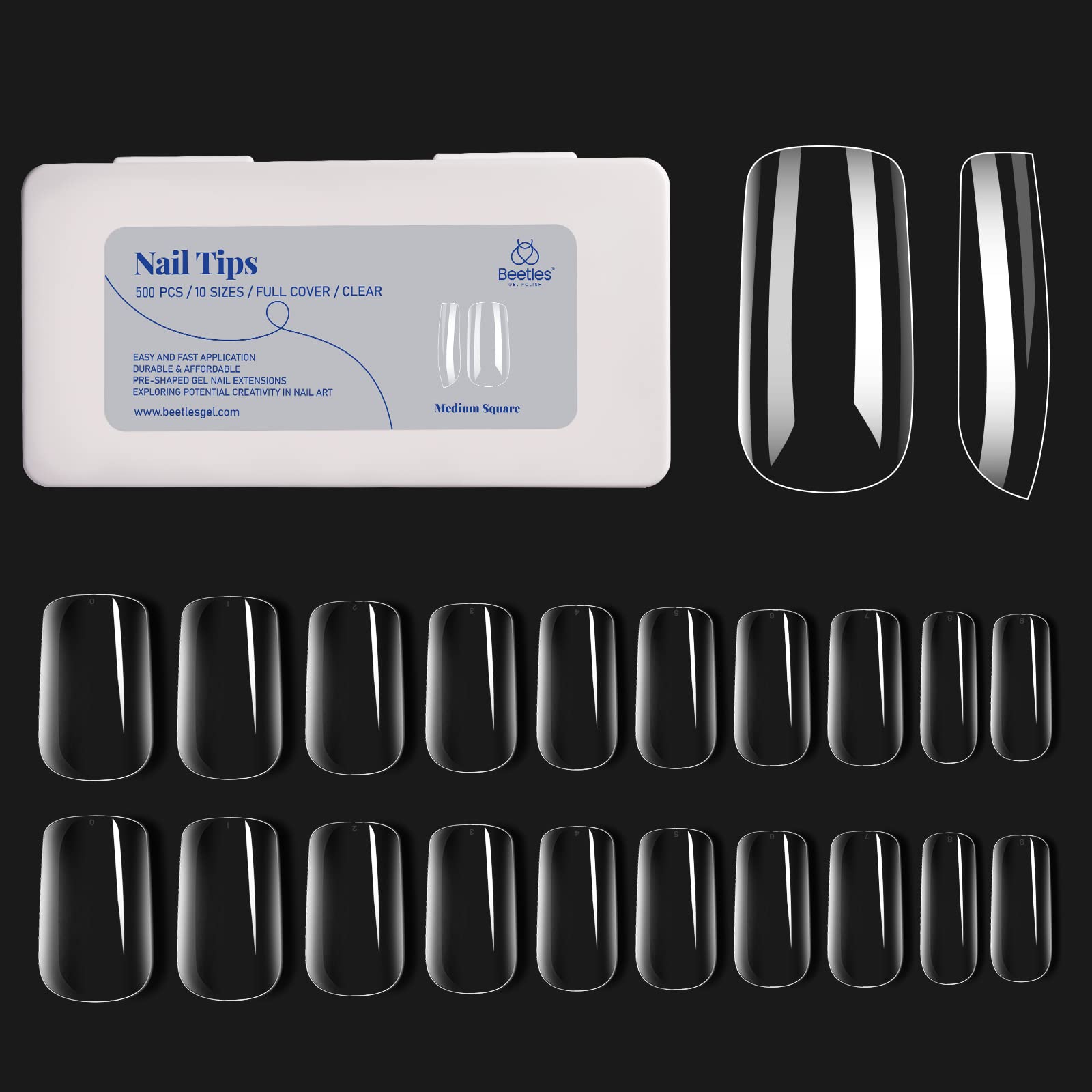 Beetles Nail Tips designed for long wear and natural look.