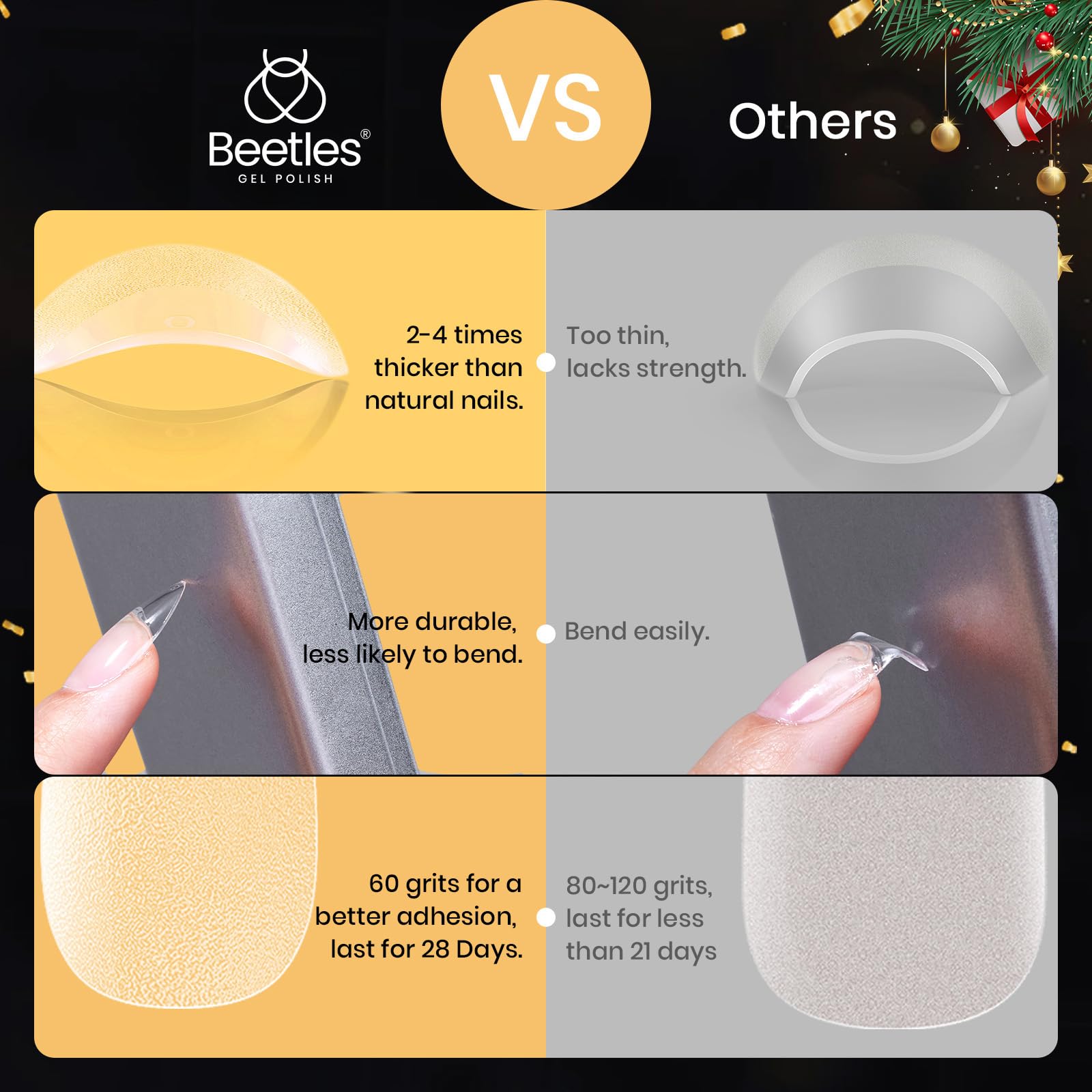 Beetles Nail tips no filing needed enabling easy at-home manicure.