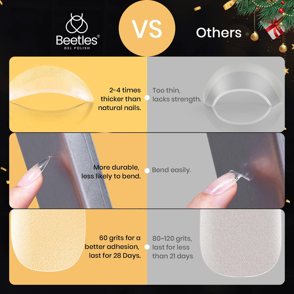 Beetles Nail tips no filing needed enabling easy at-home manicure.