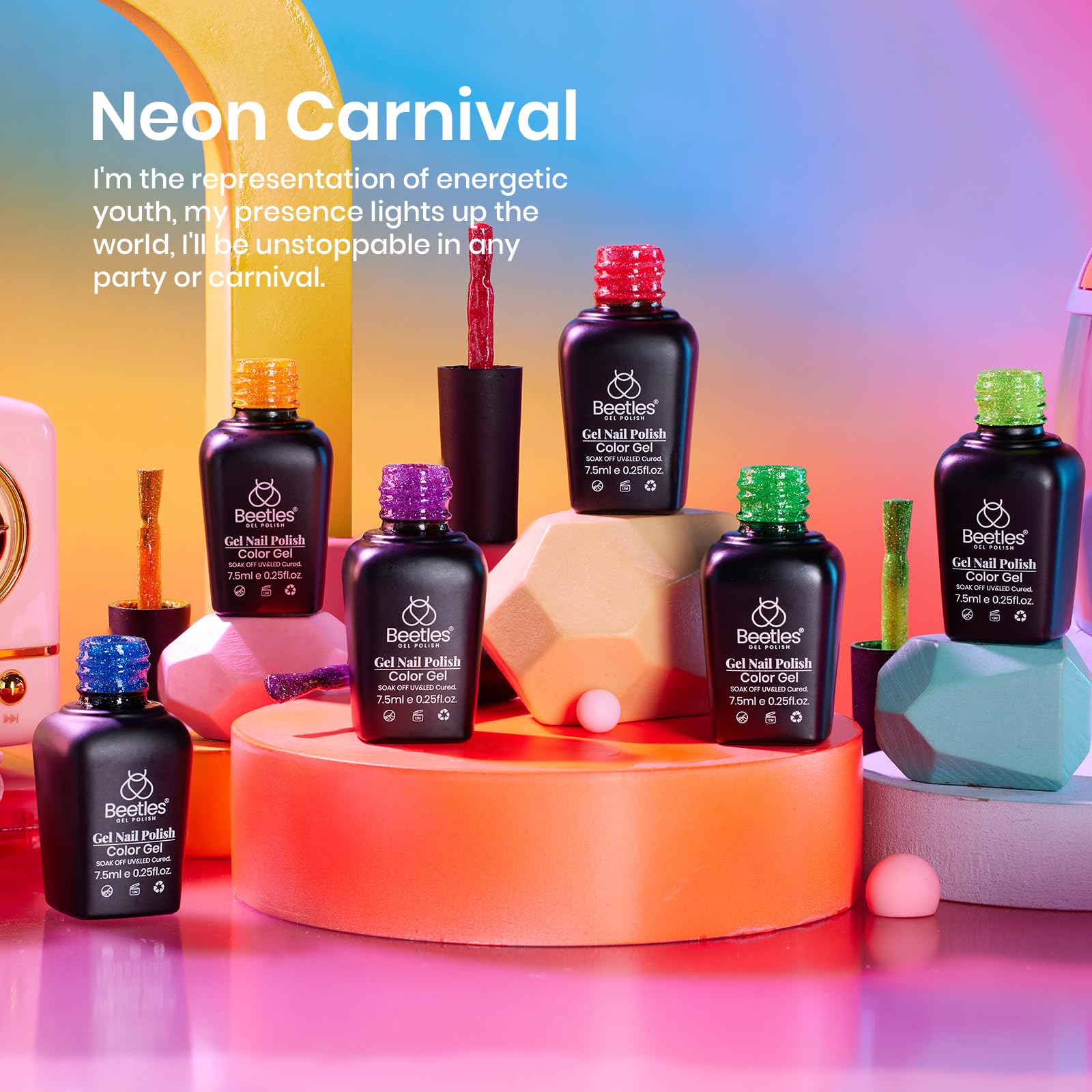 Beetles Neon Carnival c304 glitter polish for festive nails