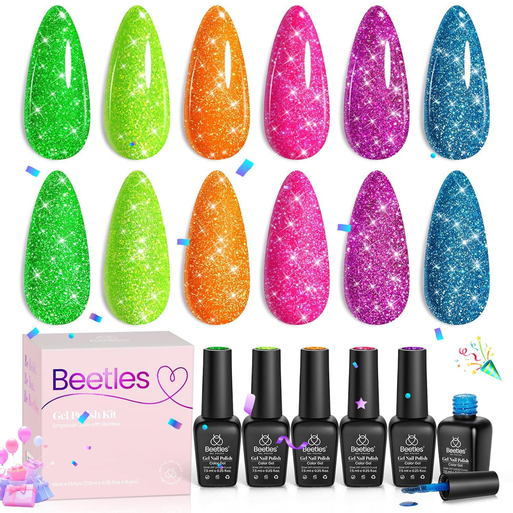 Beetles Neon Carnival c306 glitter polish for easy home manicure