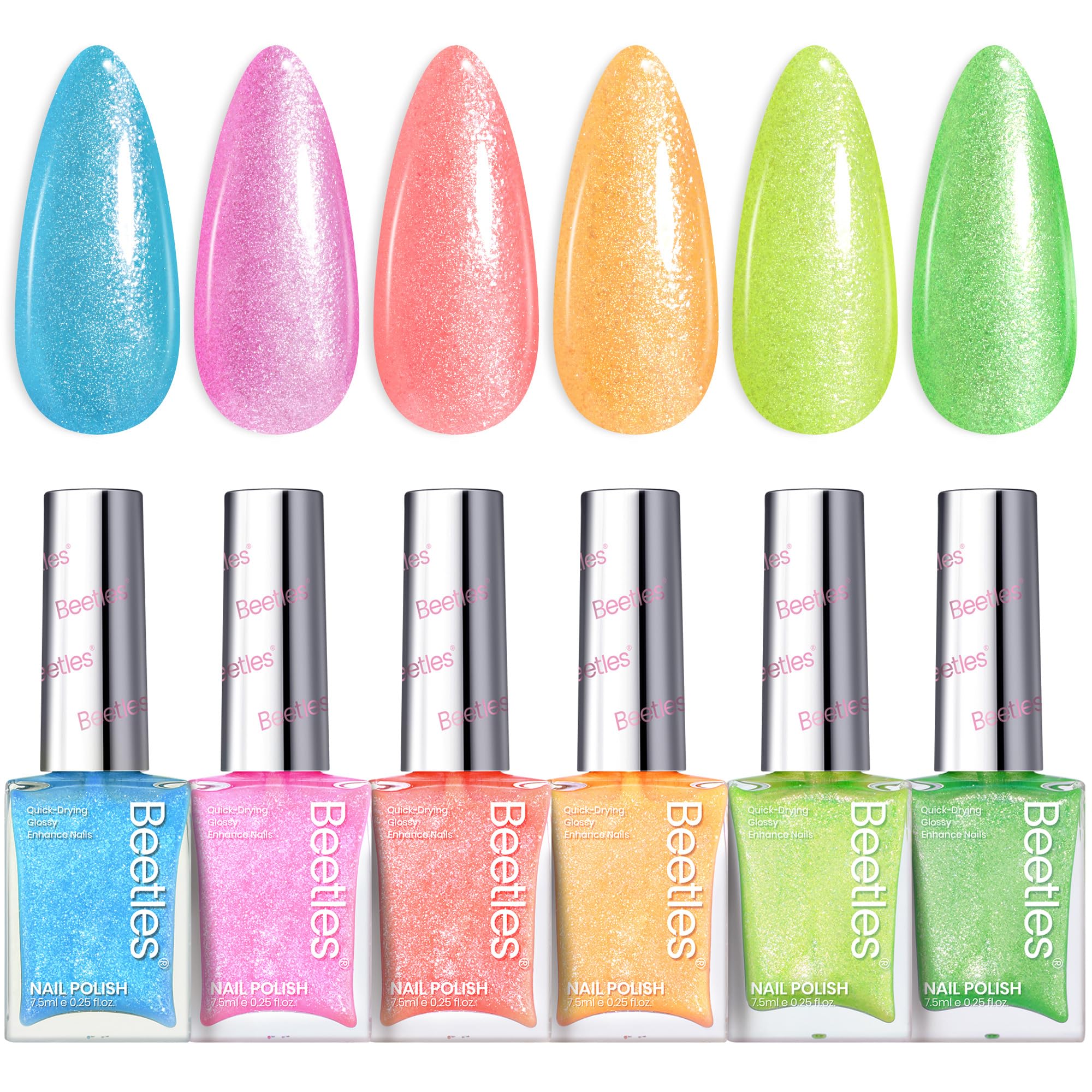 Beetles Neon Nail Polish Set neon blue bottle close-up for quick-dry manicure at events.
