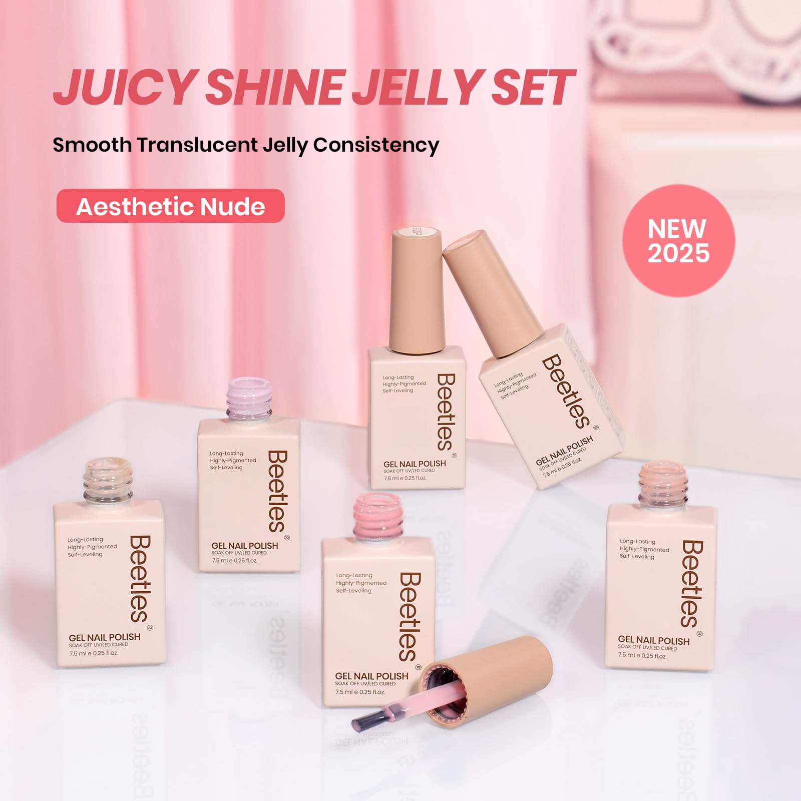 Beetles nude gel polish bottle with guidance for a flawless manicure finish.