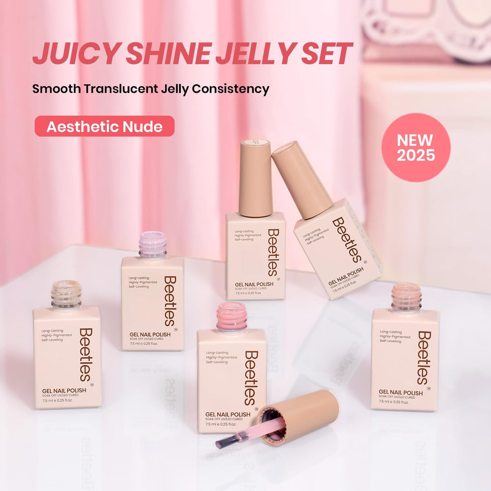 Beetles nude gel polish bottle with guidance for a flawless manicure finish.