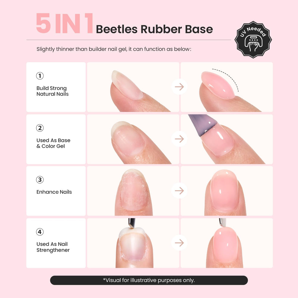 Beetles Nude Base Gel applicator ready for shaping arched nails