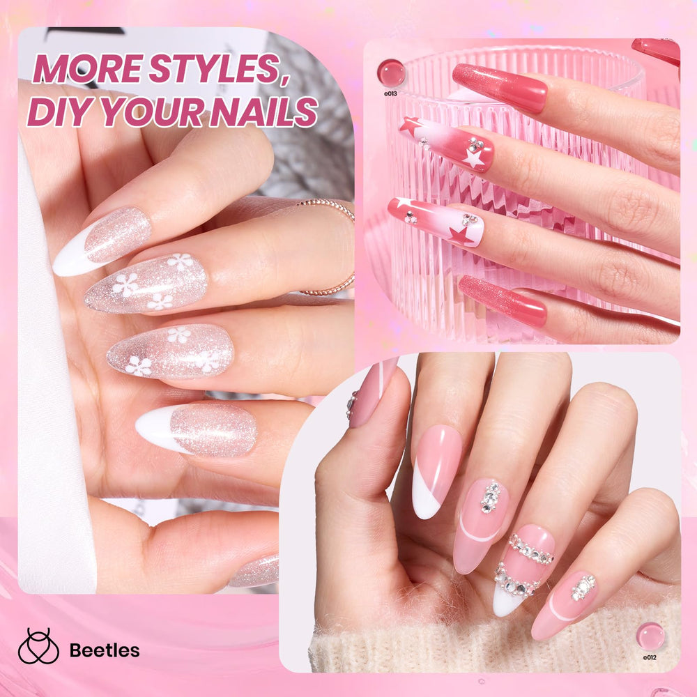 Beetles Nude Pink gel top coat glossy bottle provides a high-shine finish