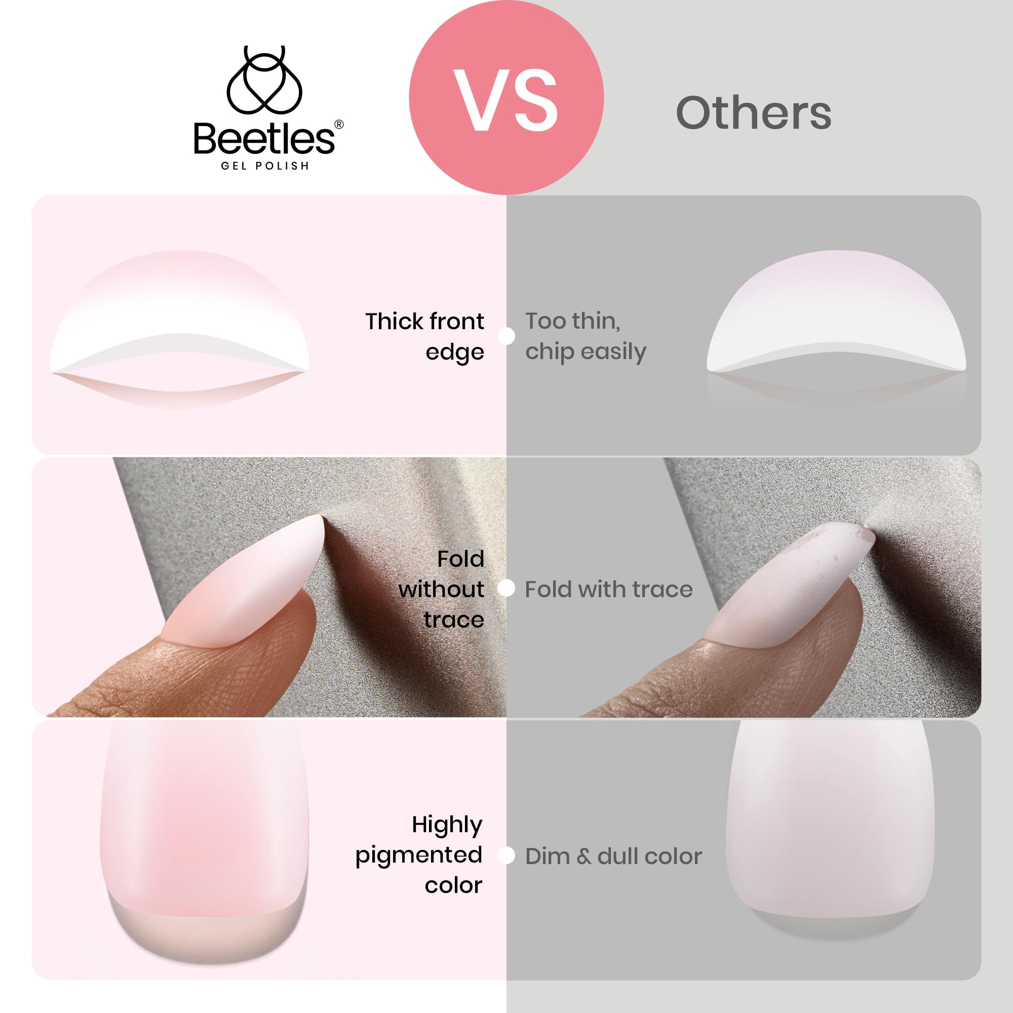 Beetles Ombre Press On Nails multiple sizes displays 224 pieces for flexible fit.