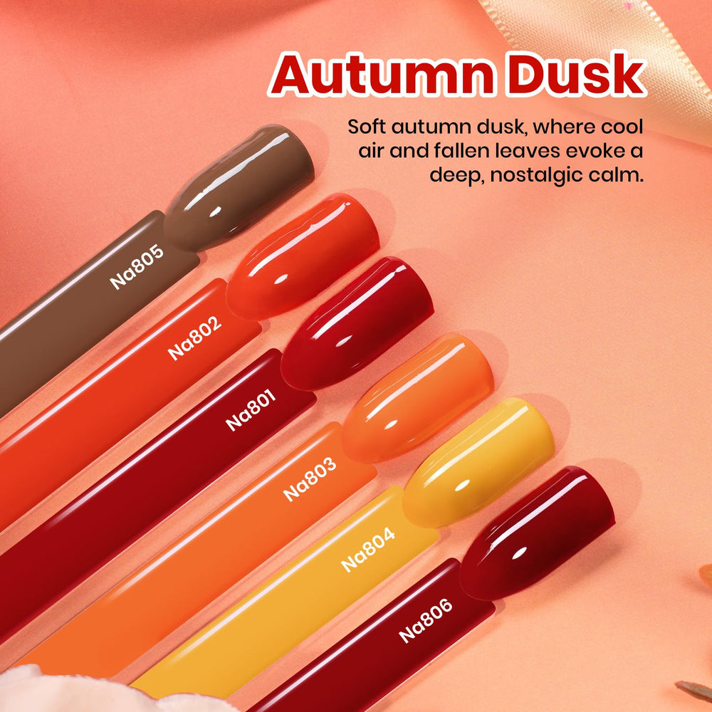 Beetles Orange Gel Nail Polish Set bottle collection displays color variety for precise matching.