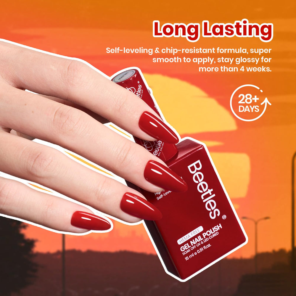 Beetles Orange Gel Nail Polish Set UV LED cure demonstrates quick, salon-like results at home.
