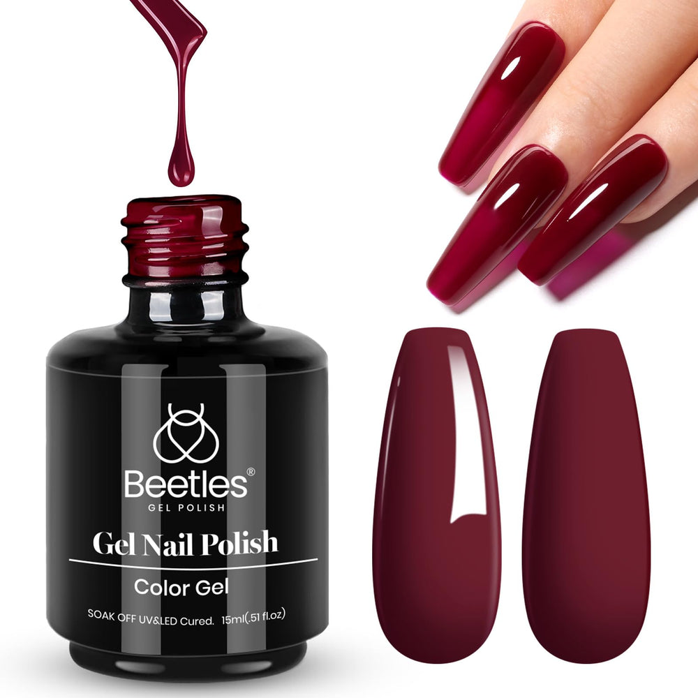 Beetles Oxblood Red gel polish bottle shows rich color for bold nail looks.