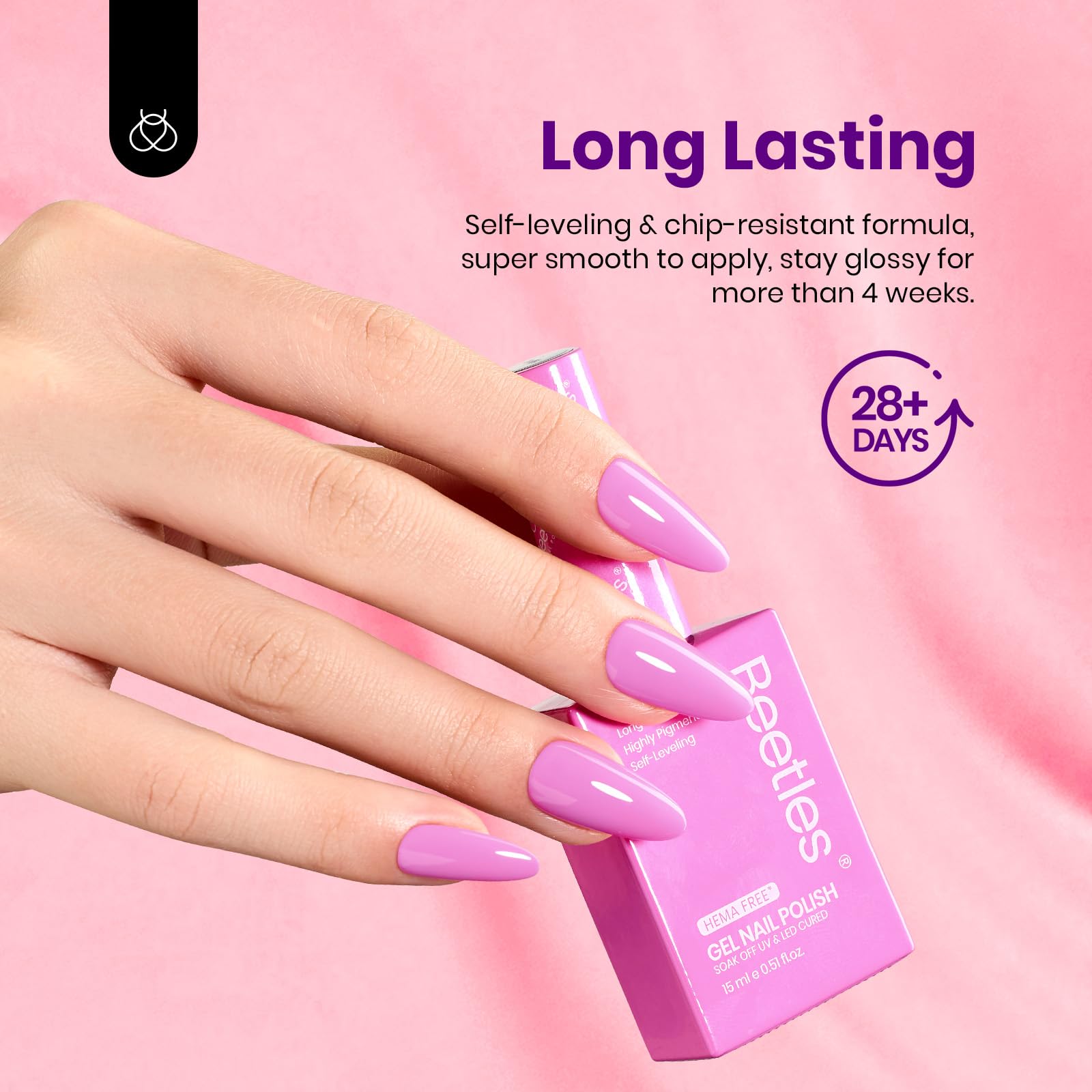 Beetles Pastel Gel Polish blue bottle reveals tranquil blue tone for chic, calm nails.