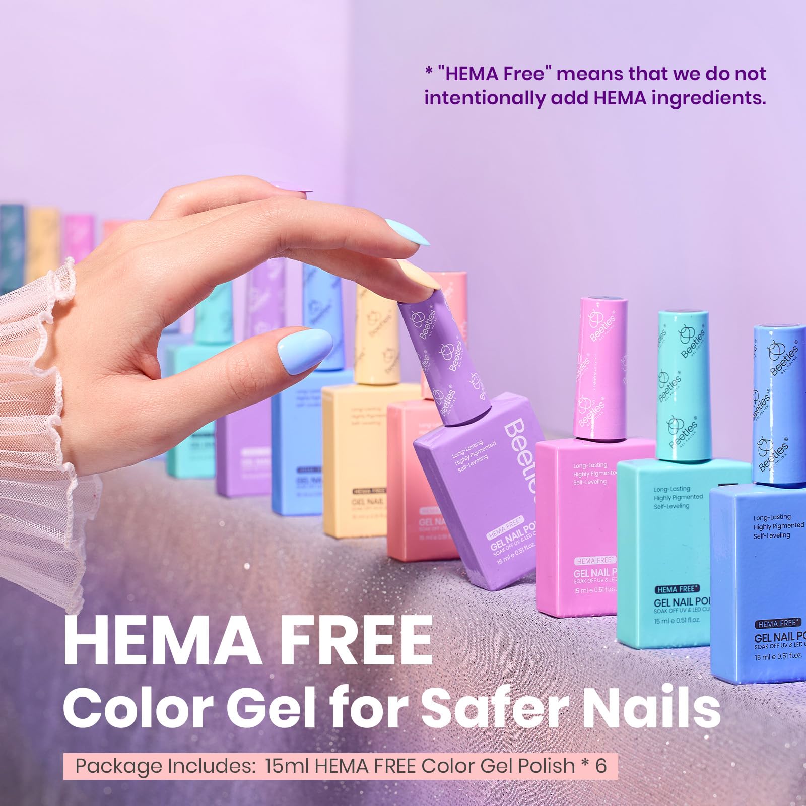Beetles Pastel Gel Polish yellow bottle highlights sunny shade for spring looks and upbeat nails.