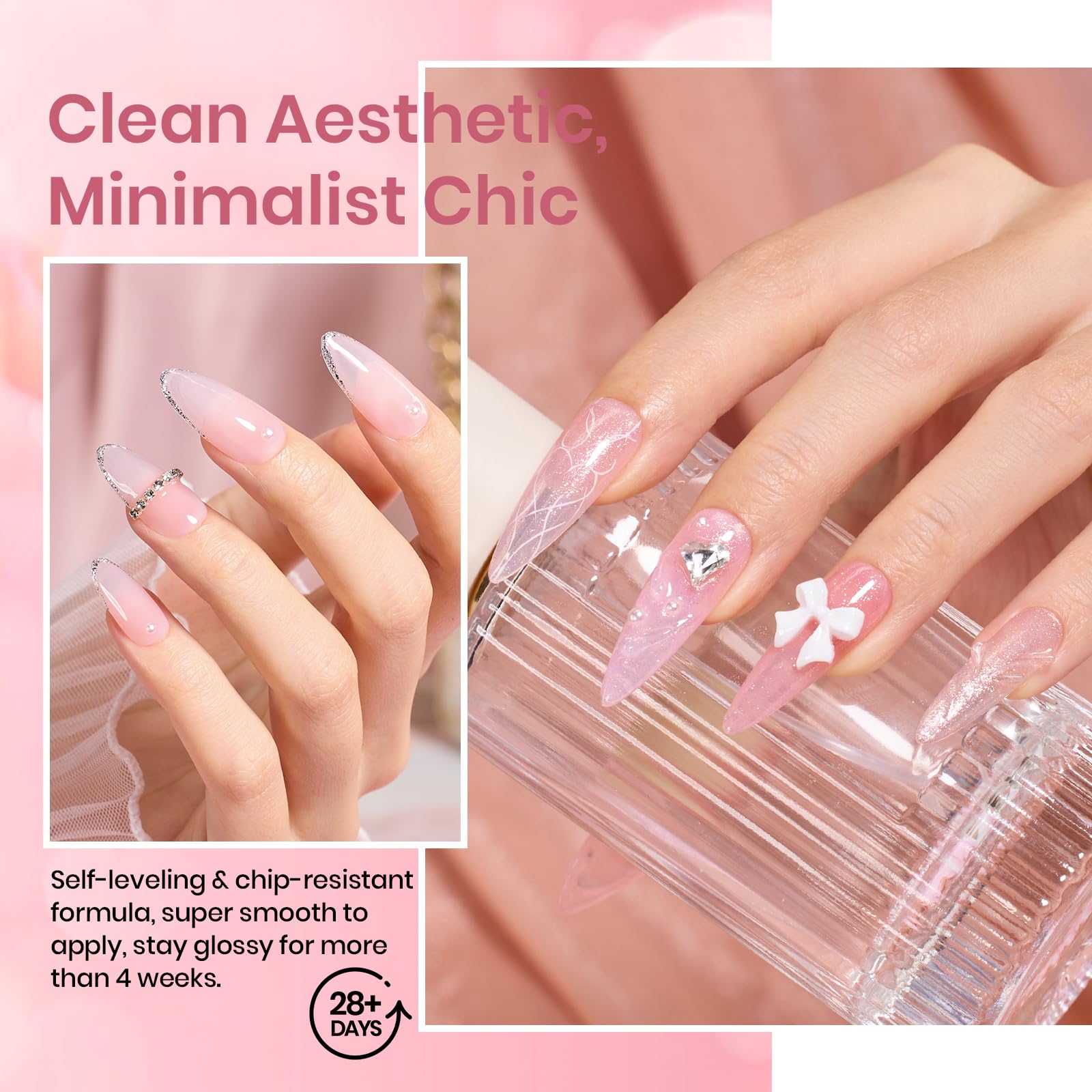 Beetles pink gel polish gloss finish highlights long-lasting shine for daily nails.
