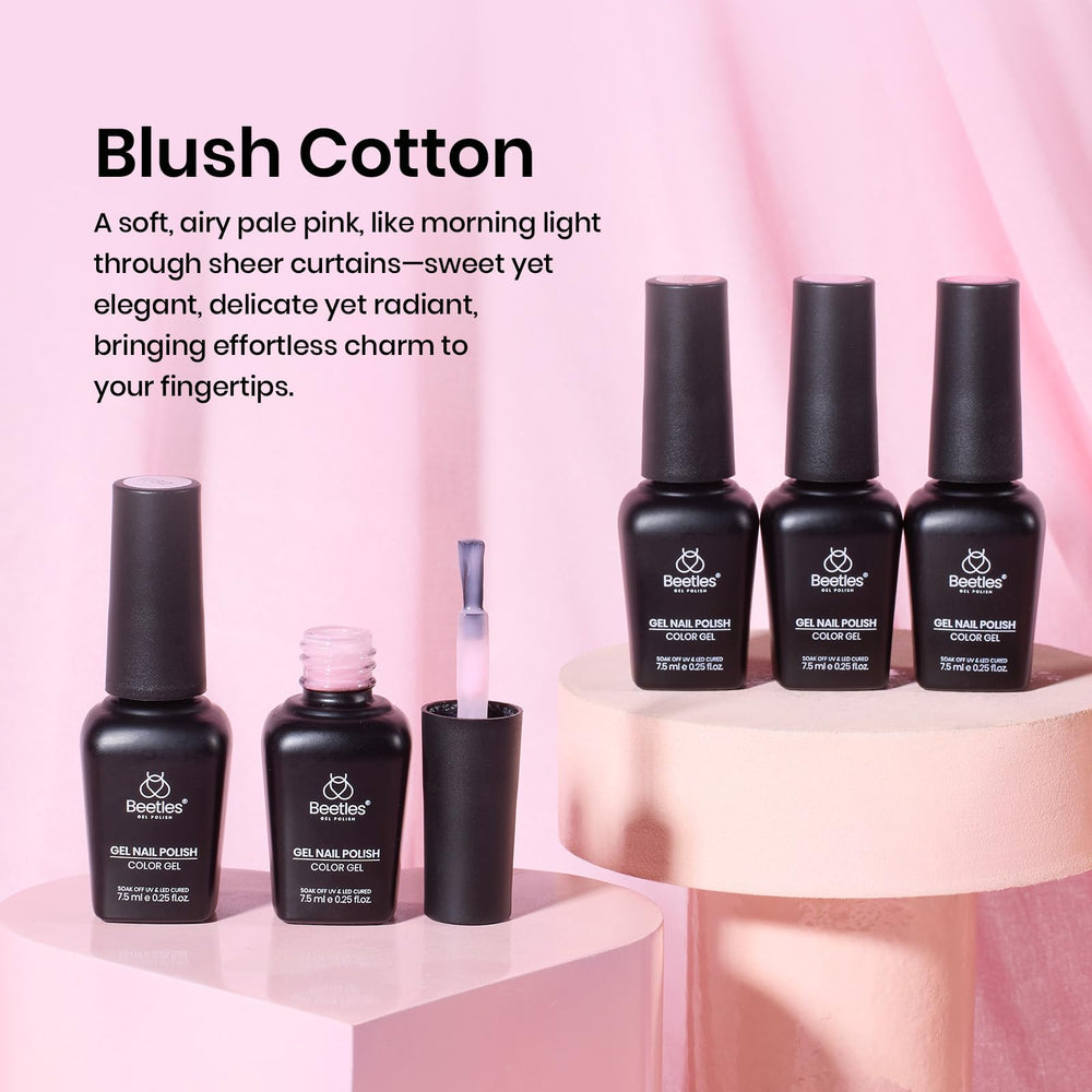Beetles Pink Gel Nail Polish Jelly shade swatches with translucent glossy look.
