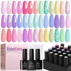 Beetles Pink Gel Nail Polish Set swatches show pastel macarons for chic everyday nails.