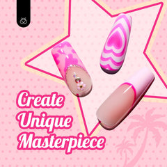Beetles Pink Gel Polish bottle close-up highlights vivid color payoff and easy coverage.