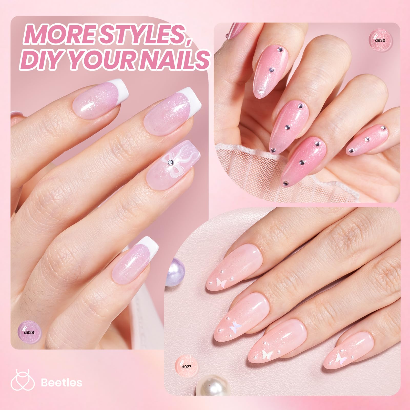Beetles Pink Glitter Gel Polish Set UV curing action demonstrates fast, salon-like results at home