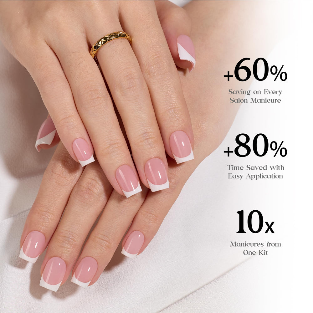 Beetles pink nails showing slim back edge for comfortable wear.