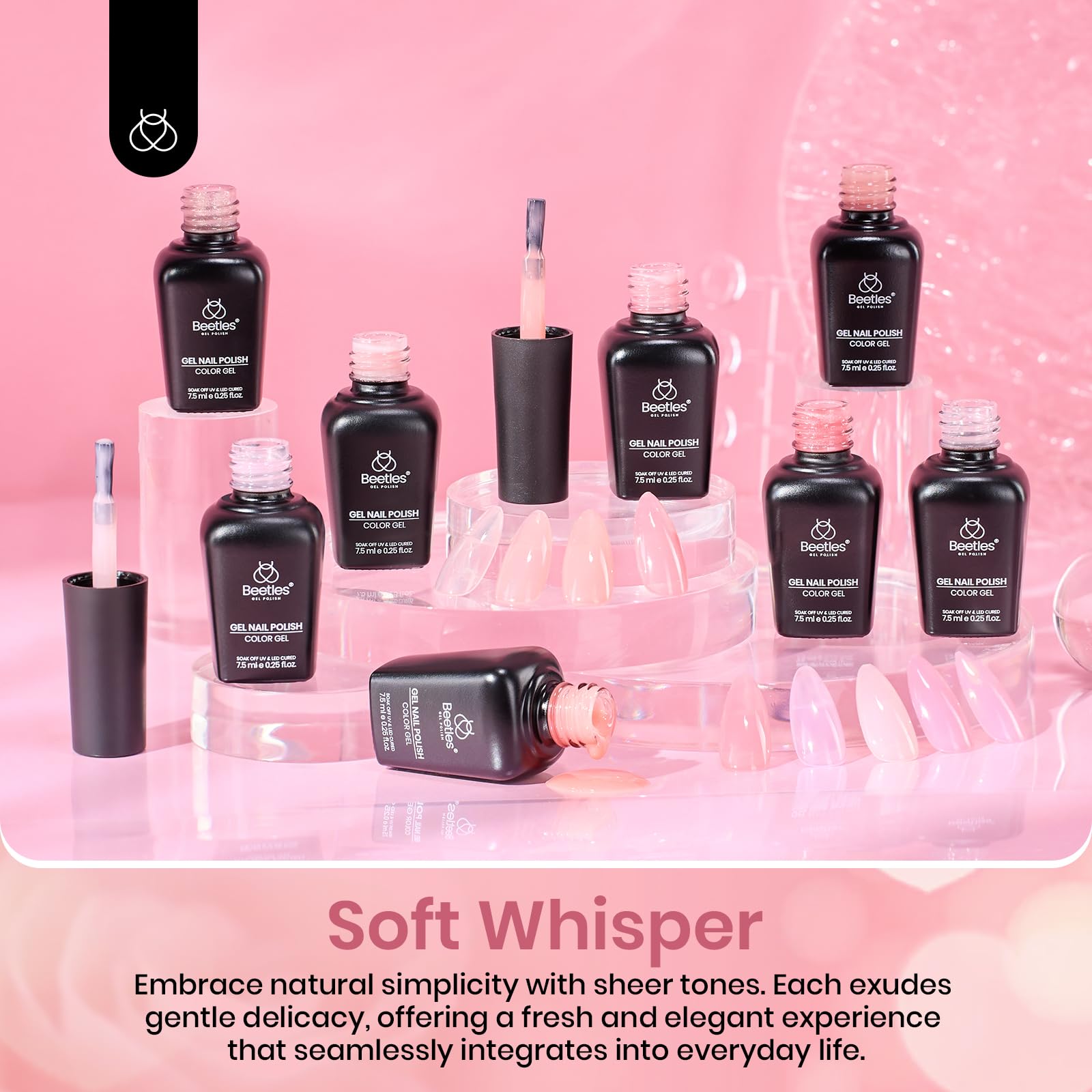 Beetles pink-nude gel kit gift packaging shown as perfect present for beauty lovers.