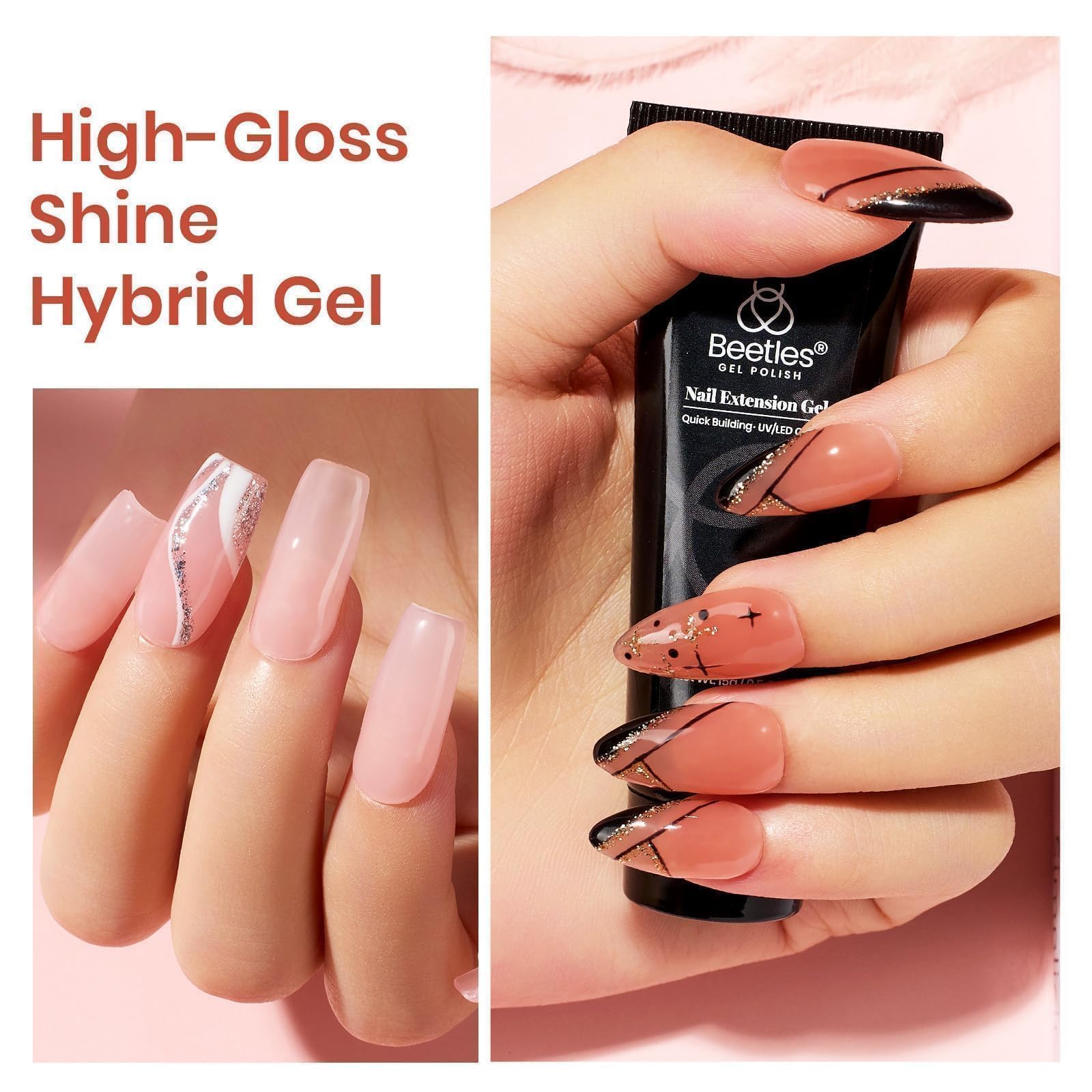 Beetles Poly Nail Gel Kit mini lamp with 50k lifespan supports long-term nail art.