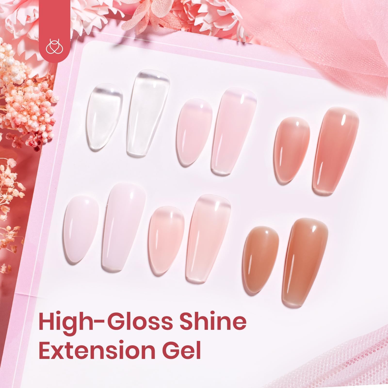 Beetles Poly Nail Gel Kit mini lamp provides fast curing for quick manicures.