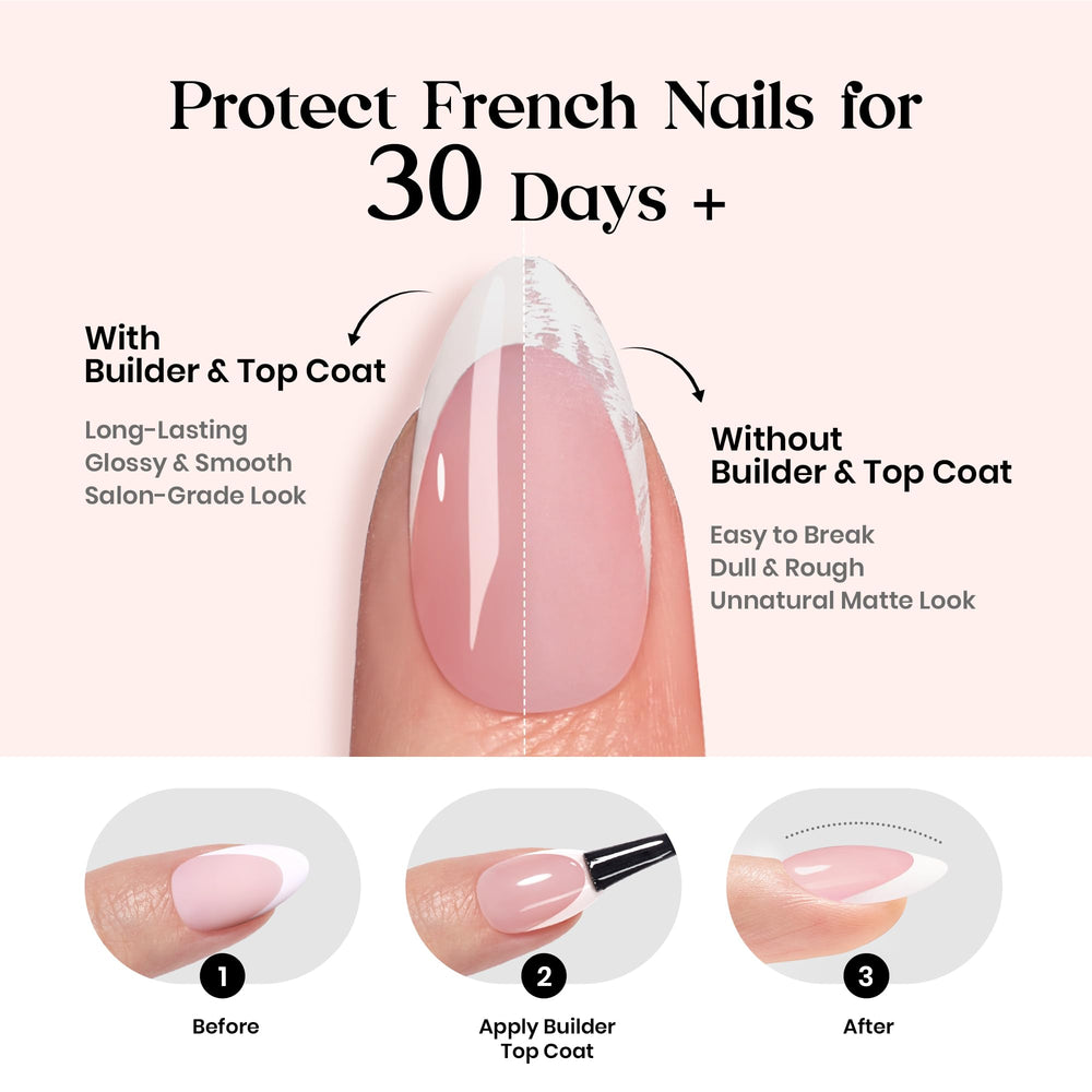 Beetles pre-french tips pink short square nails quick-application — ready-to-wear in minutes.