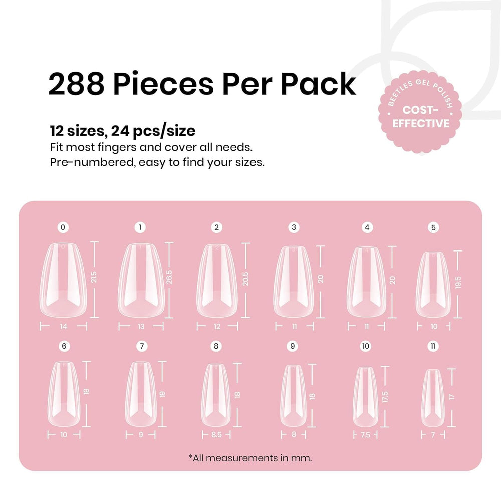 Beetles pre-shaped tips that require no shaping for quicker applications