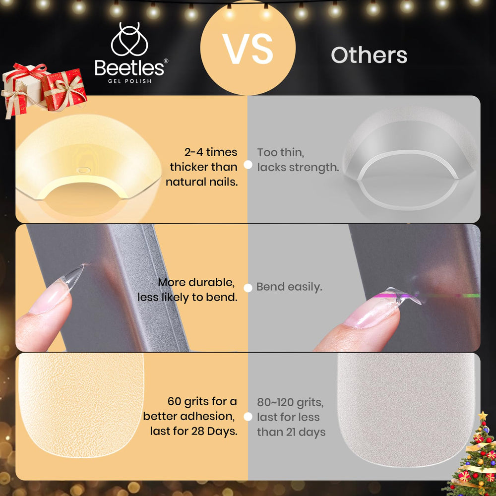 Beetles premium almond tips offer a shiny, natural-looking finish.