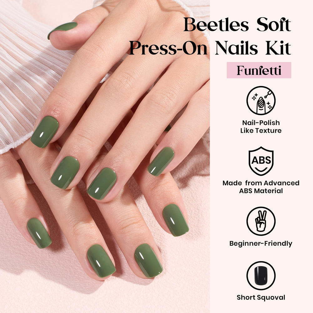 Beetles Press On Nails Funfetti kit colors glossy collection for quick stylish nail art