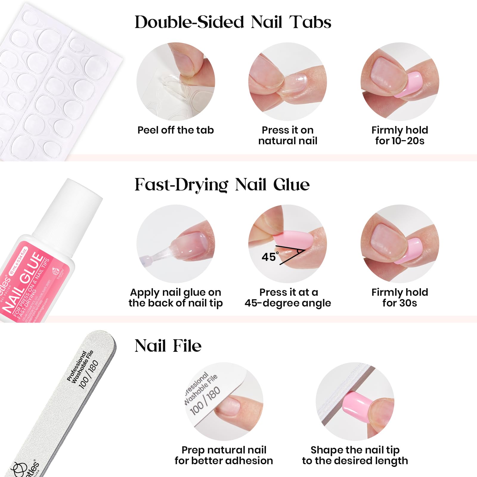 Beetles Press On Nails Funfetti kit DIY stickers enable creative embellishments