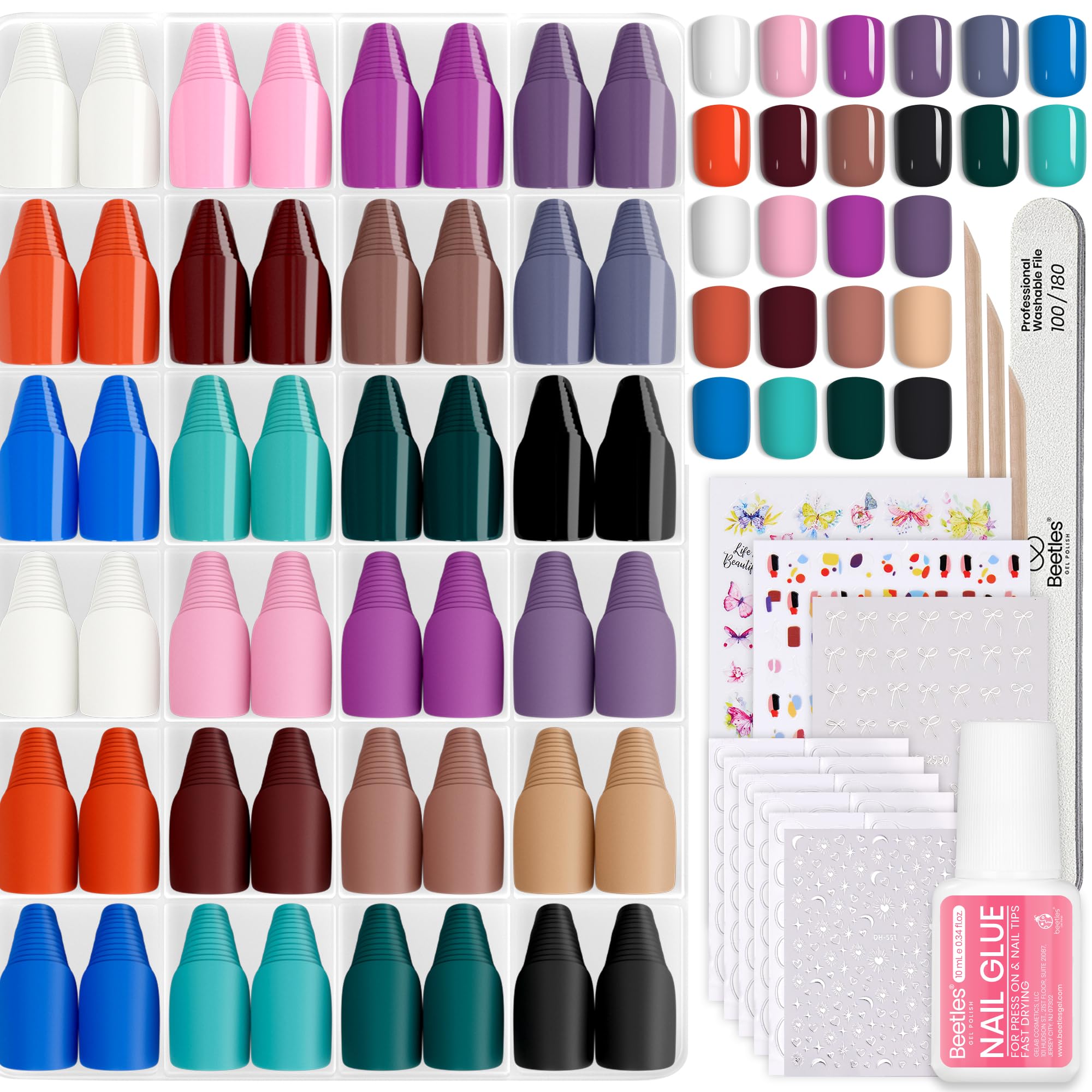 Beetles press on nails kit packaging, all-in-one solution for at-home use.