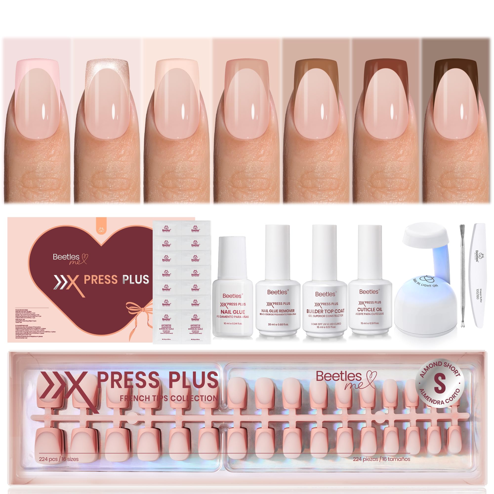 Beetles press-on nails kit Mocca Mousse French — all-in-one manicure at home