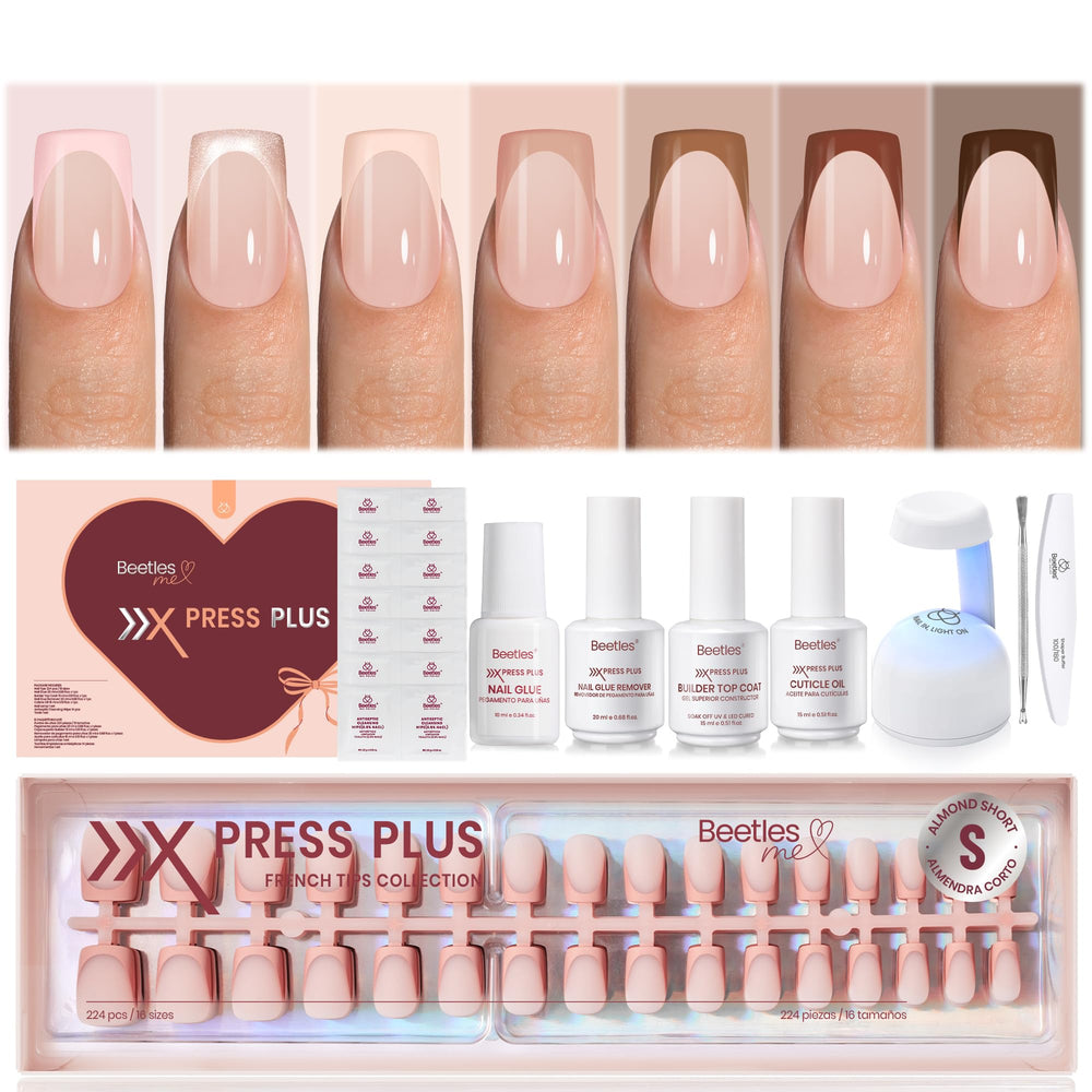 Beetles press-on nails kit Mocca Mousse French — all-in-one manicure at home