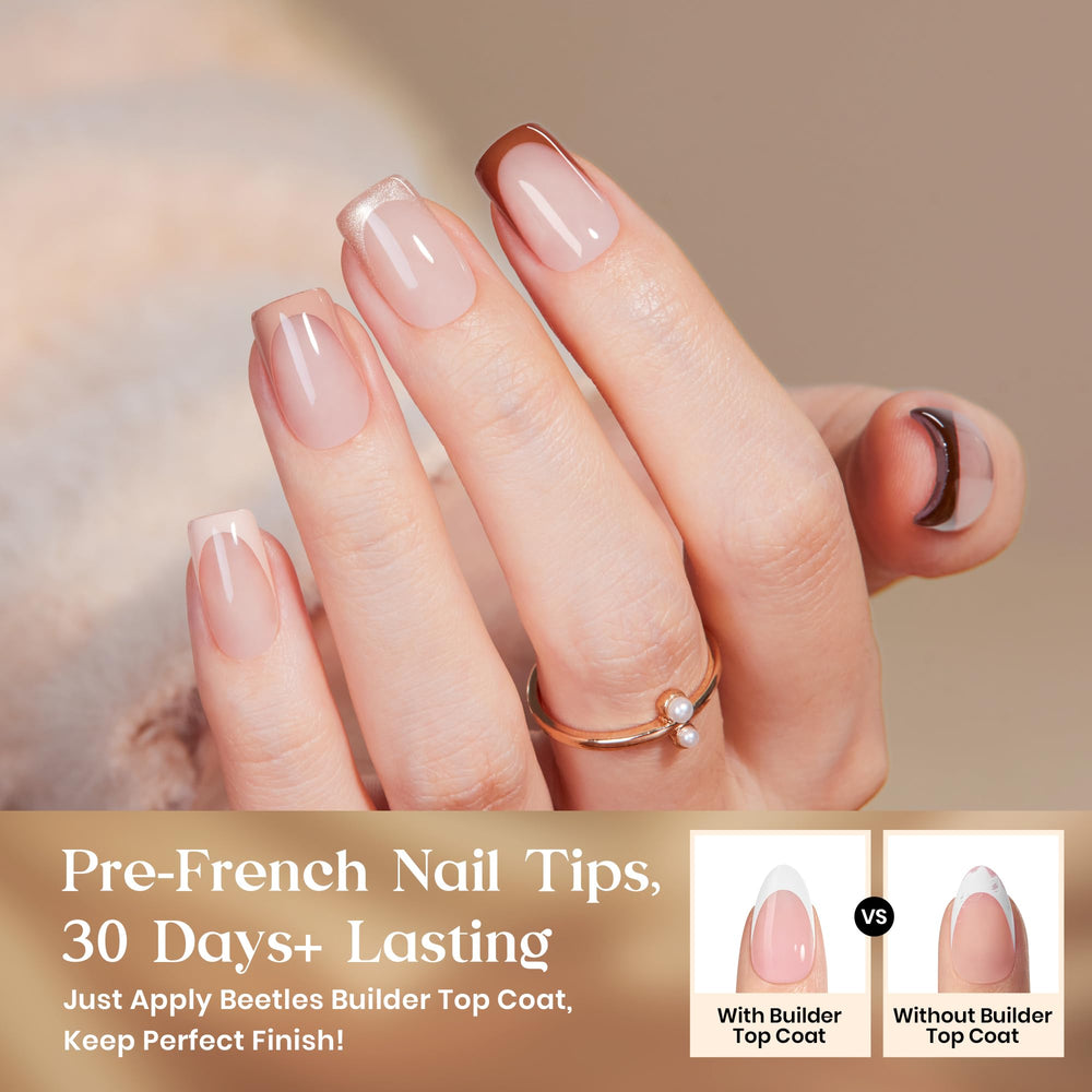 Beetles press-on nails Mocca Mousse French with 0.4mm edges for durability