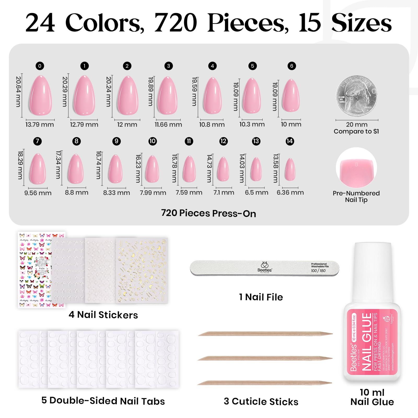 Beetles nail glue included for strong, quick bonding.