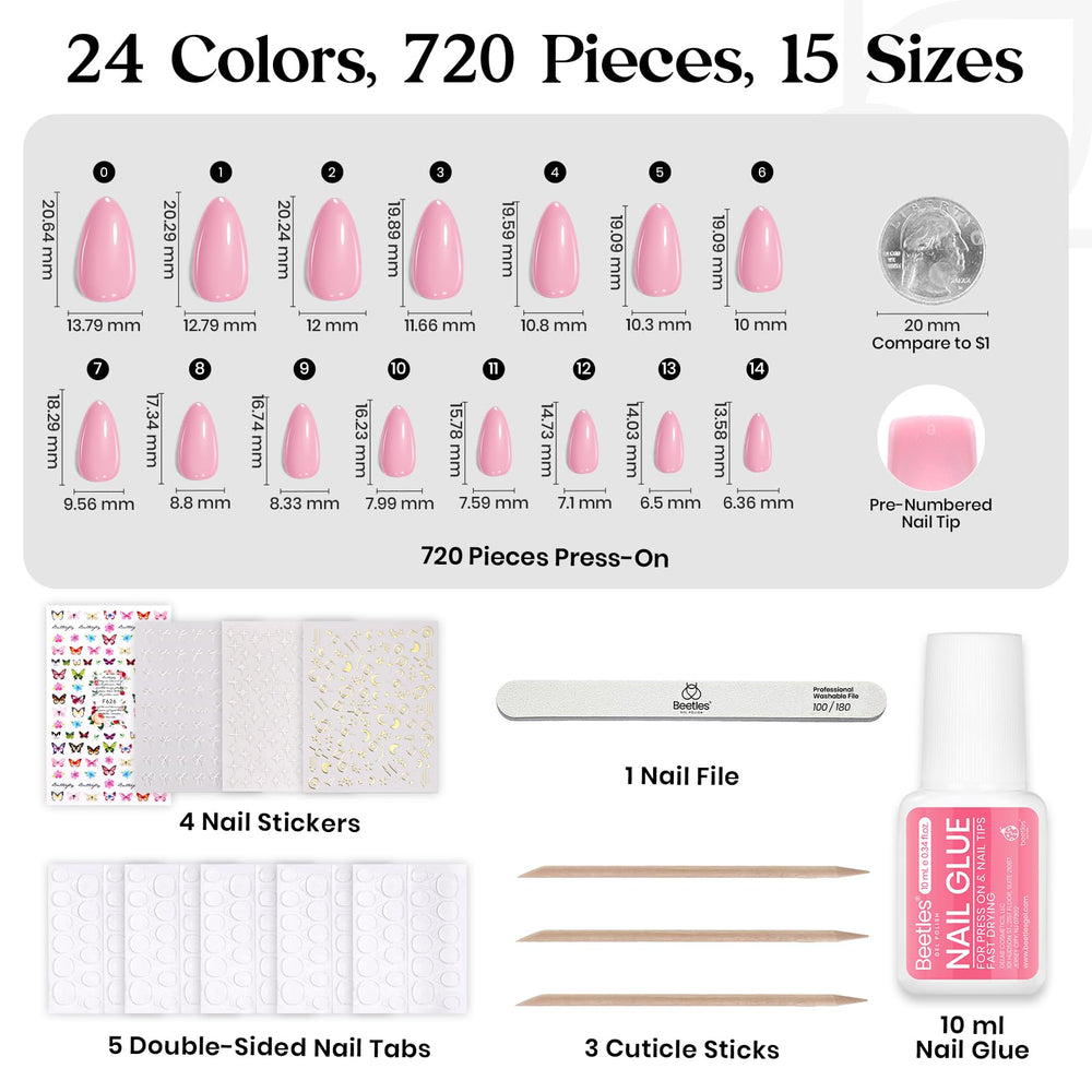 Beetles nail glue included for strong, quick bonding.