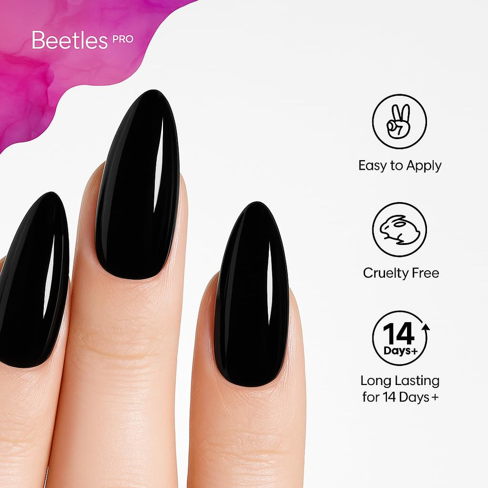 Beetles Pro Gel Top Coat application shown for smooth, precise brush strokes and edge sealing