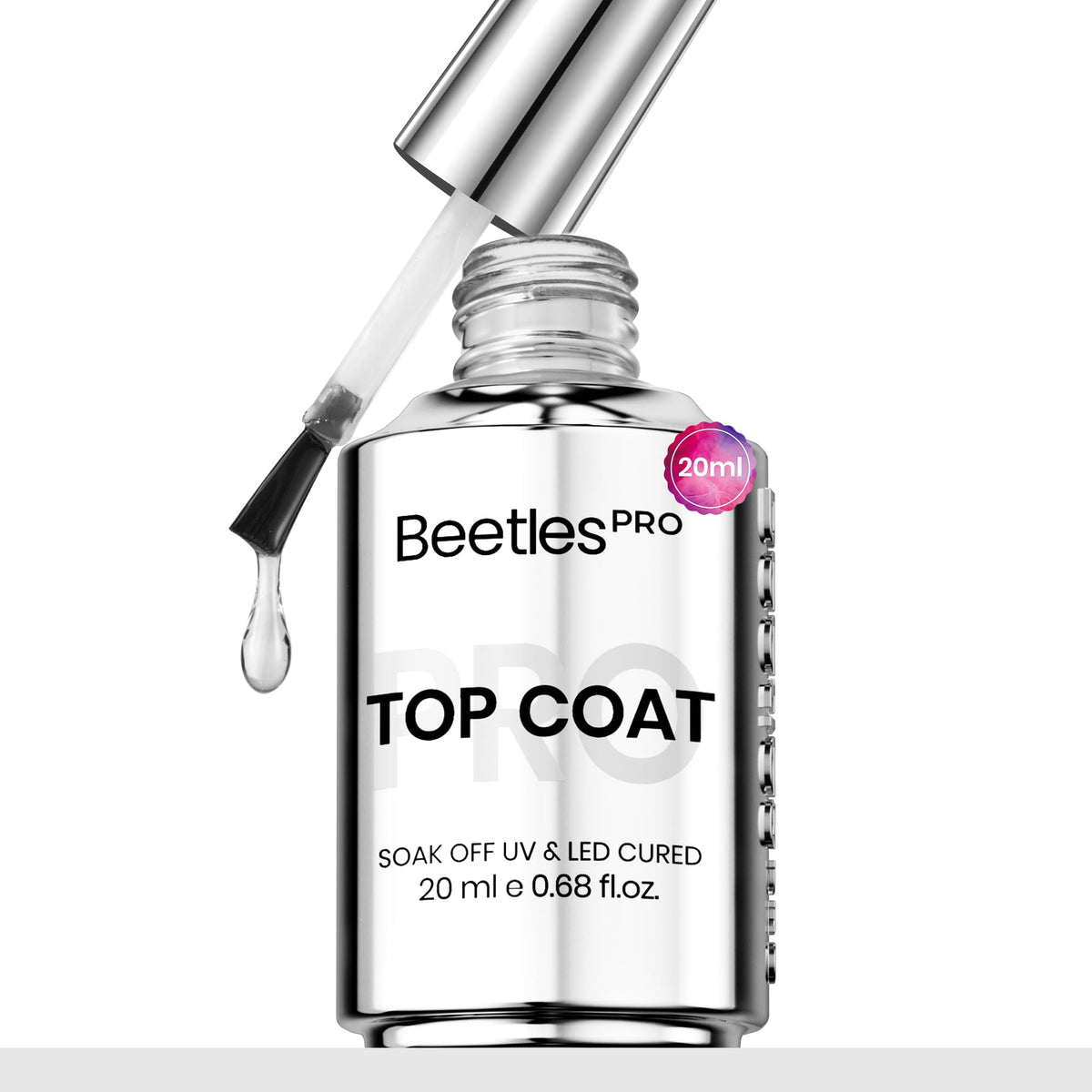 Beetles Pro Gel Top Coat bottle ready for salon use with long-lasting high-gloss finish