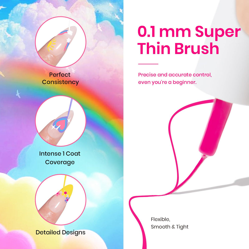 Beetles Rainbow Gel Liner French tip for sleek, precise edge work.