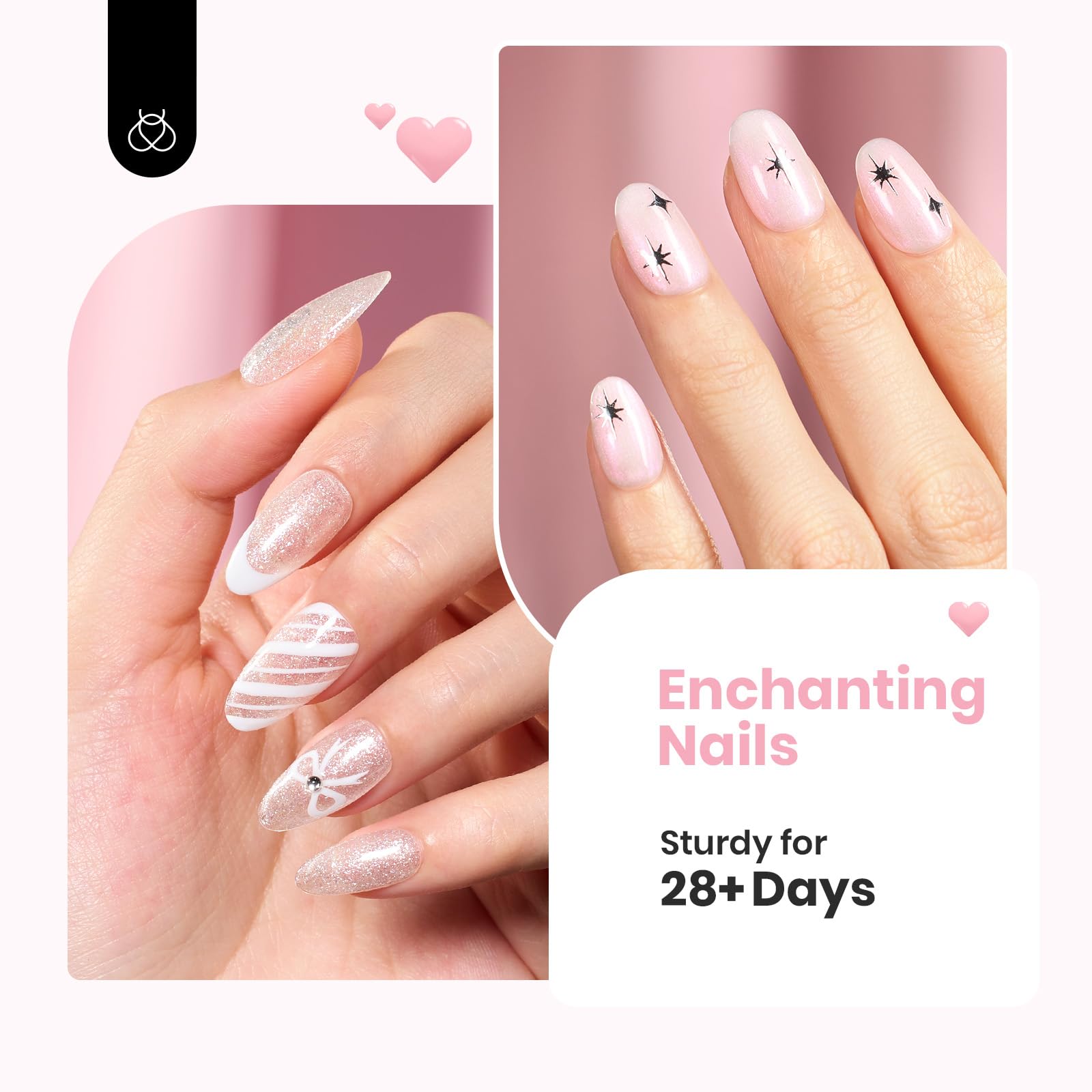 Beetles Rubber Base Gel Nude Pink grow-natural-nails supports growing out nails with extra strength.