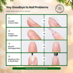 Beetles Rubber Base Gel nail application closeup shows smooth, easy-to-build coverage.