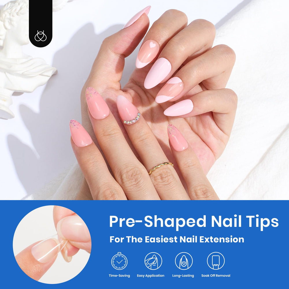 Beetles conjunto extensiones uñas gel suave 504 piezas para manicura hecha en casa