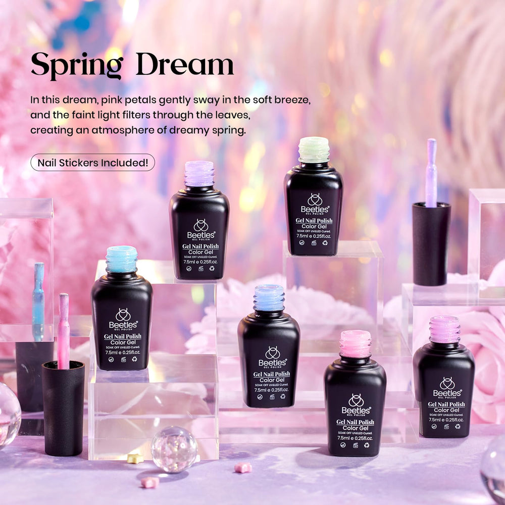 Beetles Shimmer Gel Nail Polish Set butterfly stickers add decorative flair.