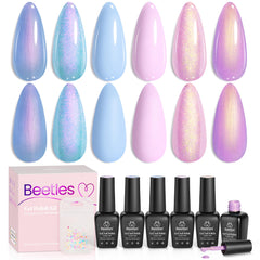 Beetles Shimmer Glitter Gel Polish Set in six colors for bold, glossy nails.