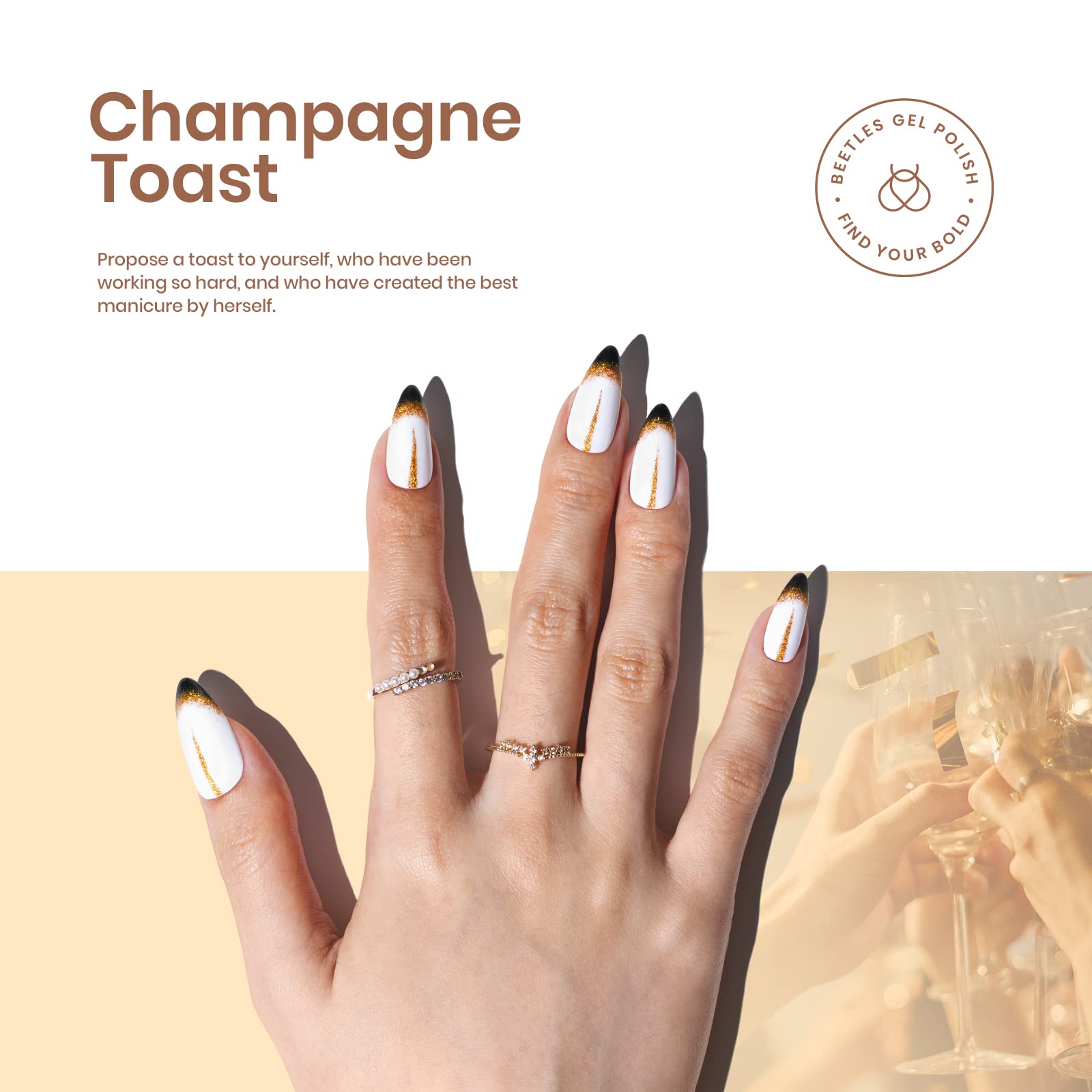 Beetles Shimmer six-color display illustrating holiday-inspired manicure options