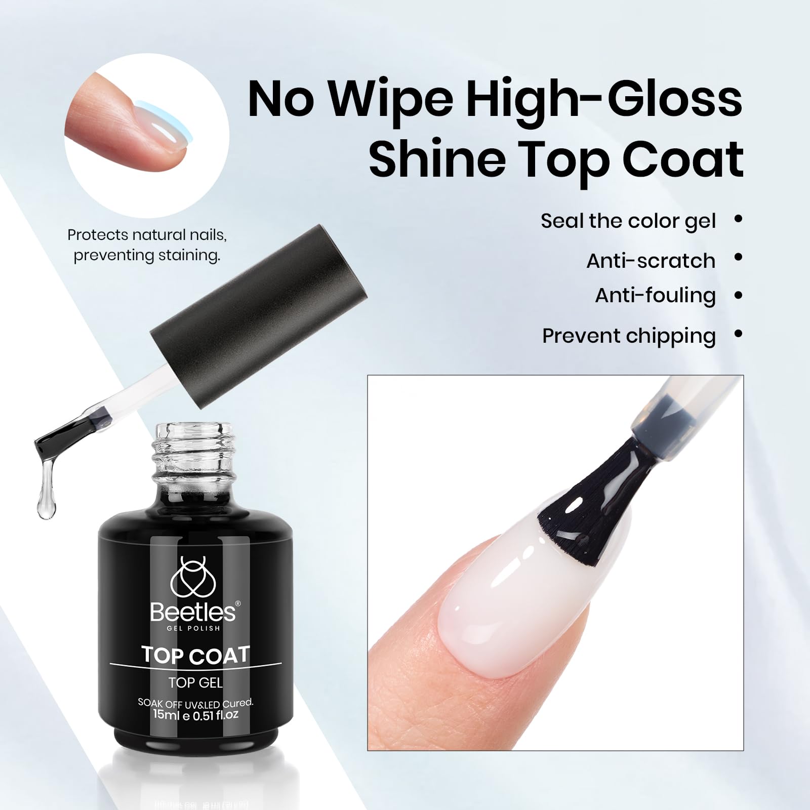 Beetles Shine finish close-up delivering glossy, chip-resistant protection.