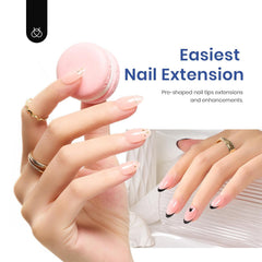 Beetles short almond nail tips set for natural-looking length